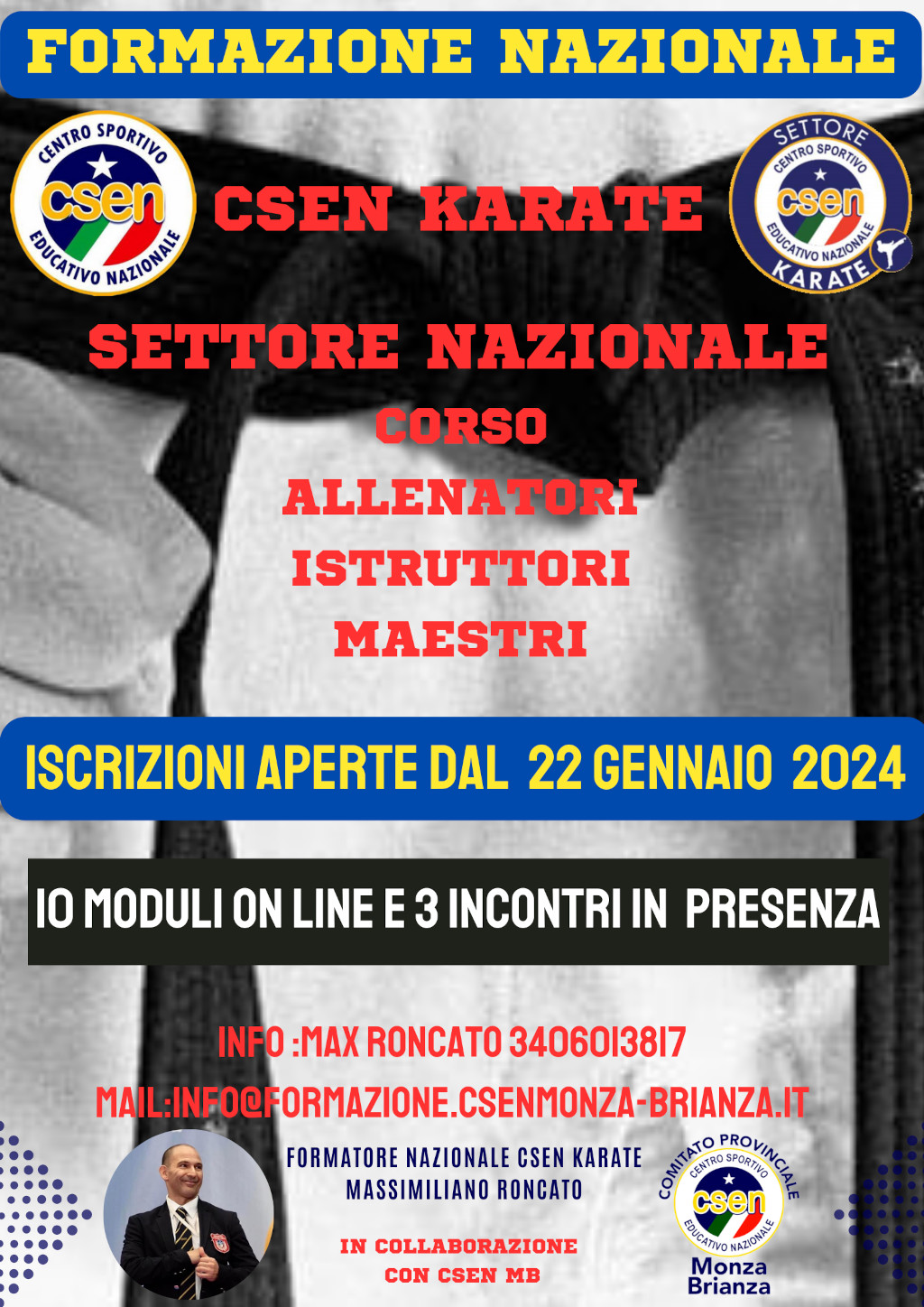 corso csen per allenatori, istruttori e maestri karate